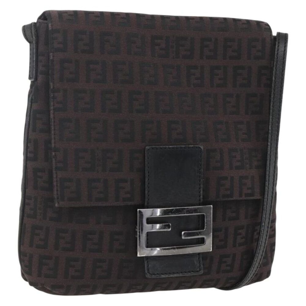Fendi Vintage Flap Zucchino Canvas Brown Canvas Shoulder Bag Bag